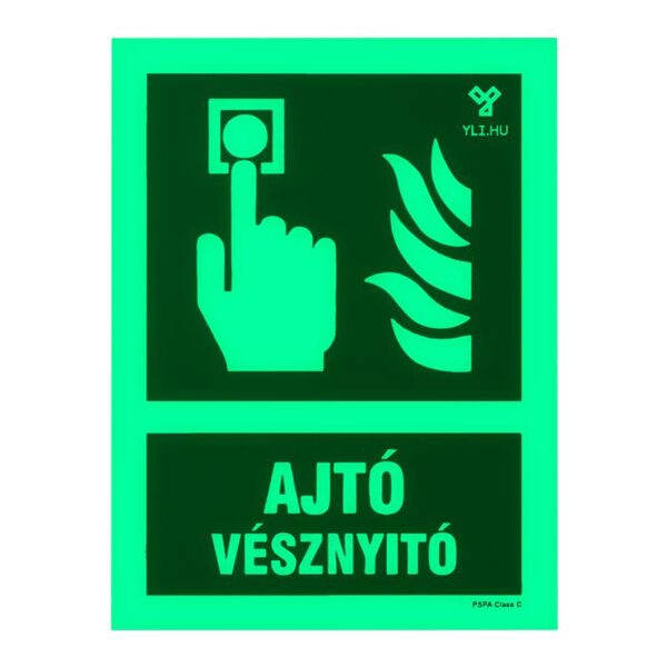 tabla-vesz-uv_vil_g_t_s.jpg Utánvilágító tábla vészkijárati kézi jelzésadókhoz - 200x150 mm - zöld