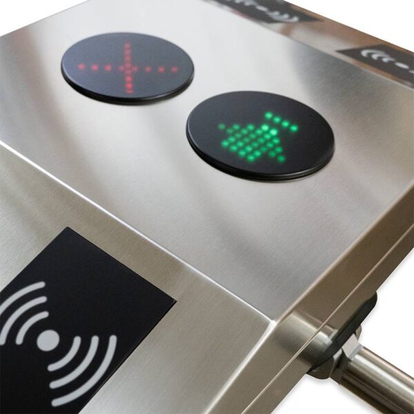 ts-ts1200-pro_near.jpg Egylábú félautomata ejtőkaros forgóvilla - Két áthaladási út - INOX - ZKTeco - PRO