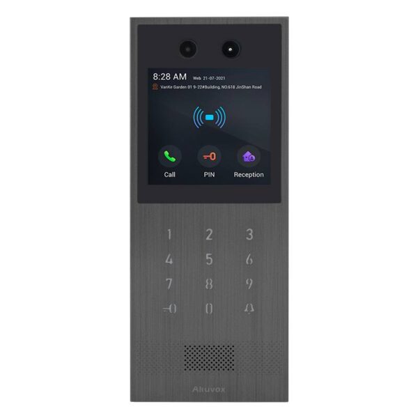 Akuvox társasházi IP kaputelefon kültéri egység , 4'' kijelző, érintőgombok, tasztatúra, szürke