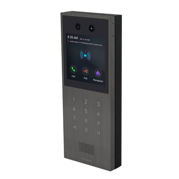 Akuvox társasházi IP kaputelefon kültéri egység , 4'' kijelző, érintőgombok, tasztatúra, szürke