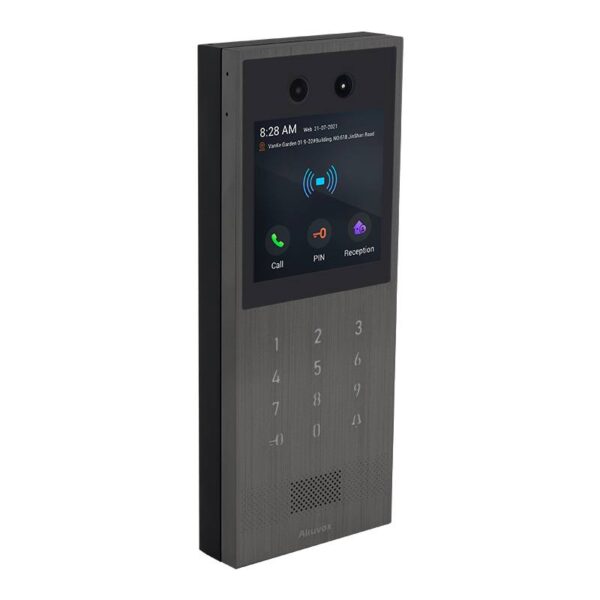 Akuvox társasházi IP kaputelefon kültéri egység , 4'' kijelző, érintőgombok, tasztatúra, szürke