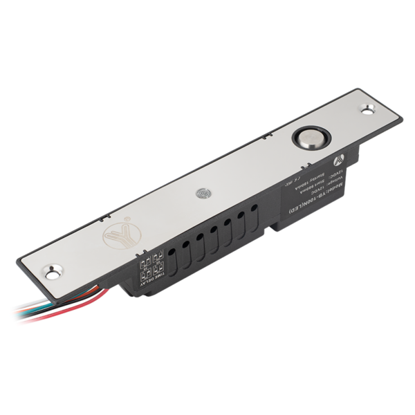yb-100n_led_-5p_iso.png Süllyesztve szerelhető csapzár - Fail-safe - nyitójellel nyitható - 12V DC - ajtó állapot visszajelzéssel - időzítéssel - LED