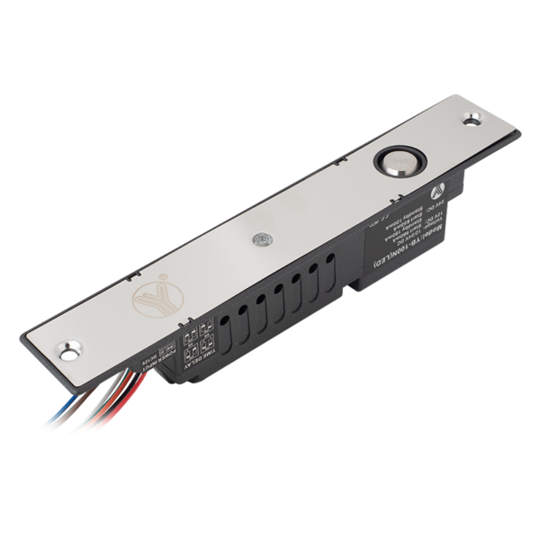yb-100n_led_-8p_iso.png Süllyesztve szerelhető csapzár - Fail-safe - nyitójellel nyitható - 12/24V DC - ajtó és zár állapot visszajelzéssel - időzítéssel - LED