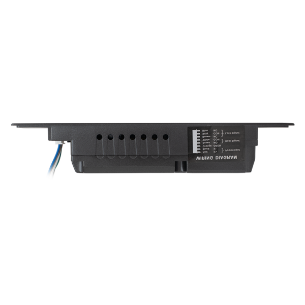 yb-100n_led_-8p_side.png Süllyesztve szerelhető csapzár - Fail-safe - nyitójellel nyitható - 12/24V DC - ajtó és zár állapot visszajelzéssel - időzítéssel - LED