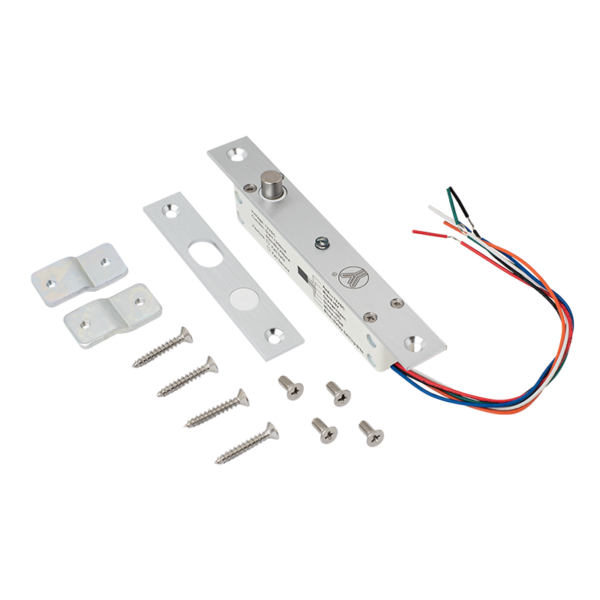 Mini süllyesztve szerelhető csapzár - Fail-secure - áramszünet esetén zárt - 12V DC - visszajelzéssel - időzítéssel - LED