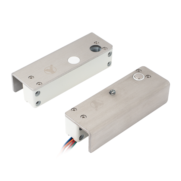 Mini üveglapra szerelhető csapzár - Fail-safe - áramszünet esetén nyitott - 12V DC - visszajelzéssel - időzítéssel - LED