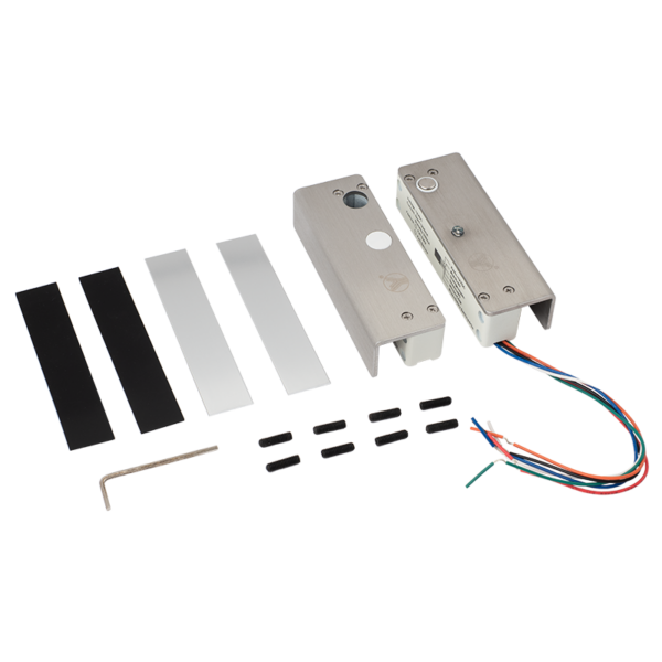 Mini üveglapra szerelhető csapzár - Fail-safe - áramszünet esetén nyitott - 12V DC - visszajelzéssel - időzítéssel - LED