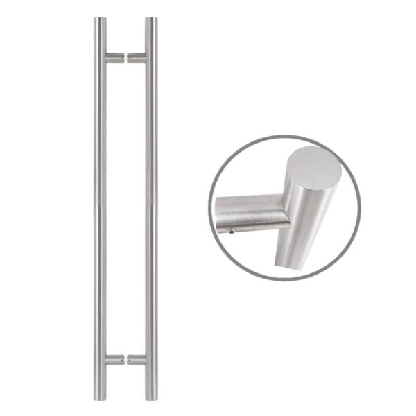 Henger alakú 1200 mm hosszú INOX fogantyú pár 90°-os lábakkal - 32 mm csőátmérővel