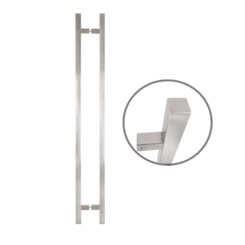 Négyzet alapú 1200 mm hosszú INOX fogantyú pár 90°-os lábakkal - 30x30 profilmérettel