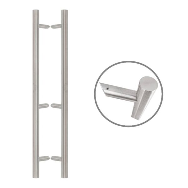 Henger alakú 1800 mm hosszú INOX fogantyú 45°-os lábakkal - 32 mm csőátmérővel