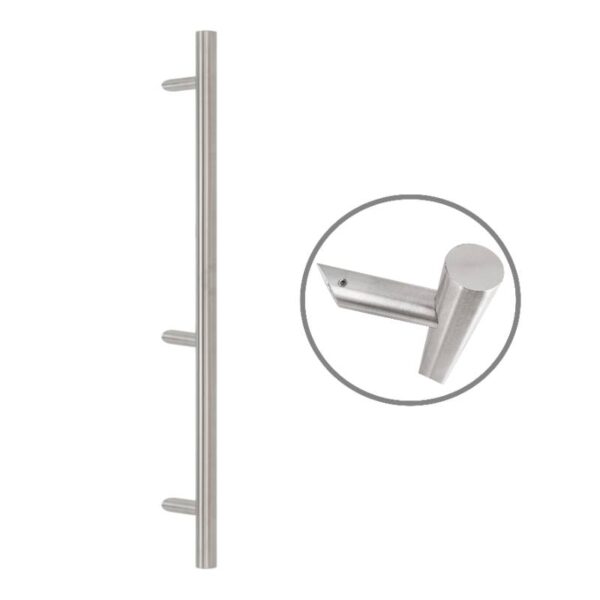 Henger alakú 1800 mm hosszú INOX fogantyú 45°-os lábakkal - 32 mm csőátmérővel