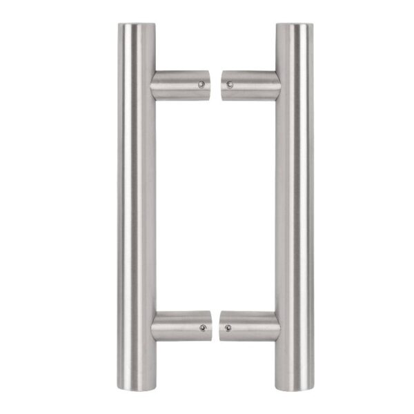 Henger alakú 300 mm hosszú INOX fogantyú pár 90°-os lábakkal - 25 mm csőátmérővel