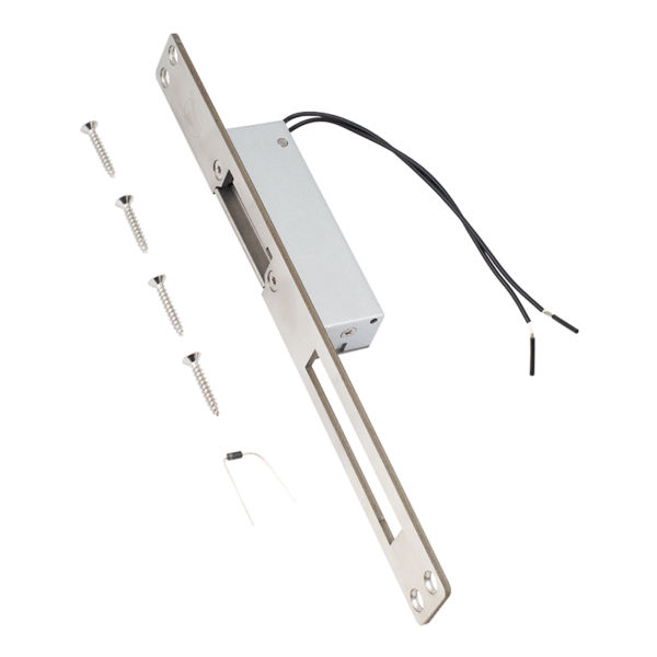 Hosszú, rozsdamentes előlapos elektromos zár - feszültségre zár - fail-safe (szünetáramú) - IP65