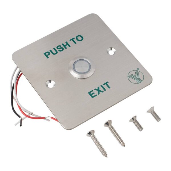 ywp-880c_led__set.jpg Süllyesztve szerelhető fém LED gyűrűs nyomógomb(IP67), 86x86 mm-es szálcsiszolt előlappal