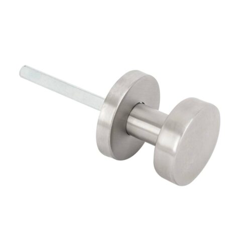 Lapos kör alakú egyenes nyakú gomb, fix, INOX,  kerek címmel 4 rögzítési ponttal